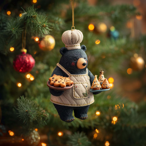 Forest Baker Bear Christmas Mica Ornament GFSPHD53