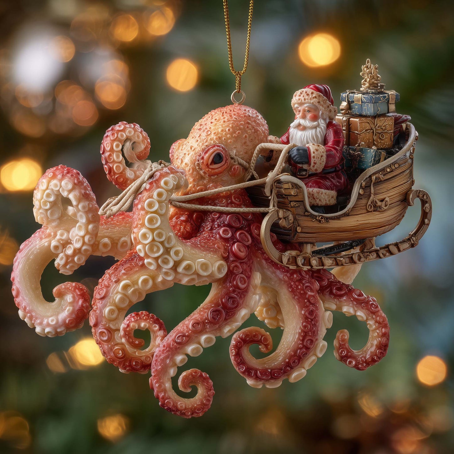 Ocean Kraken Santa Christmas Mica Ornament GFSPHD61