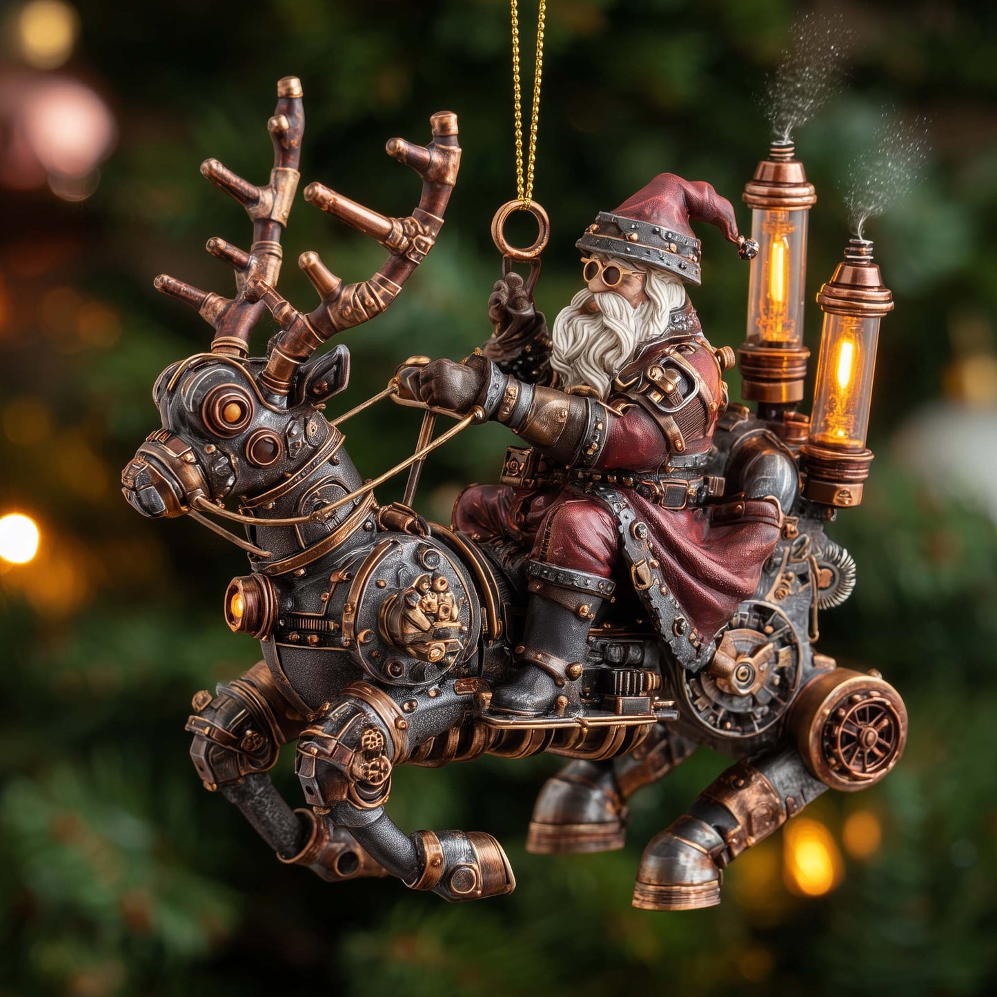 Steampunk Santa Journey Christmas Mica Ornament GFSPHD64