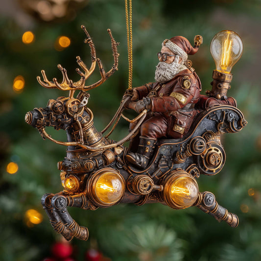 Steampunk Santa Journey Christmas Mica Ornament GFSPHD65