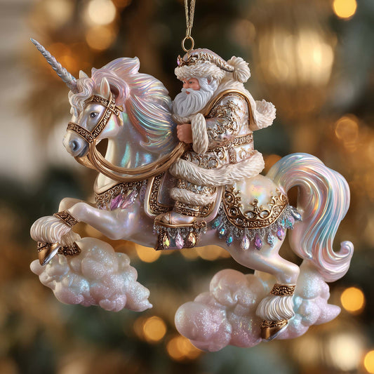 Unicorn Frost Santa Christmas Mica Ornament GFSPHD66
