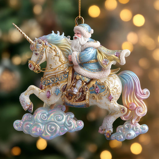 Unicorn Frost Santa Christmas Mica Ornament GFSPHD67