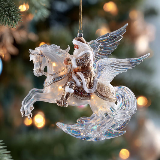 Pegasus Sky Santa Christmas Mica Ornament GFSPHD74