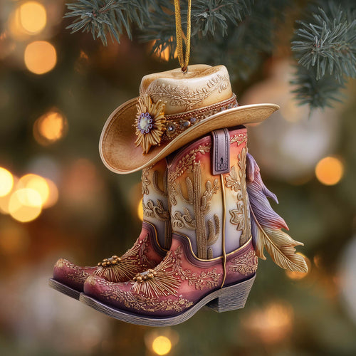Christmas Mica Cowboy Boots Christmas Mica Ornament GFSPHD75