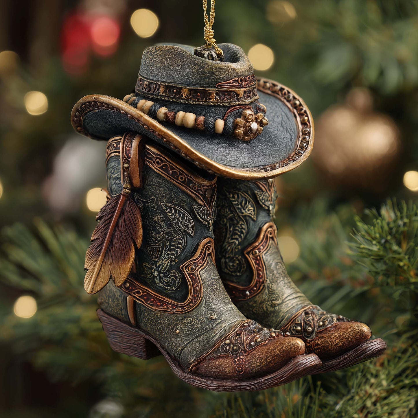 Christmas Mica Cowboy Boots Christmas Mica Ornament GFSPHD77