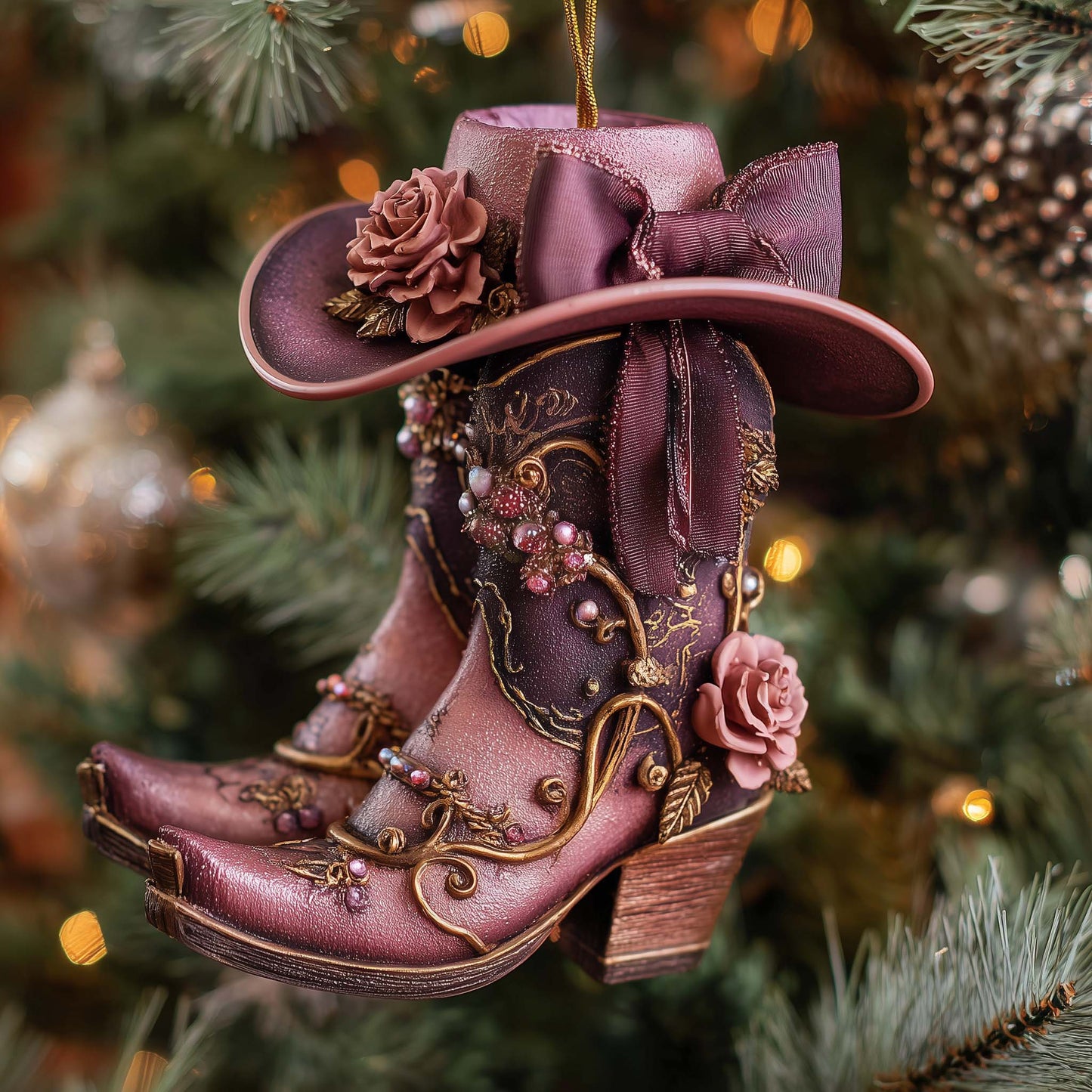 Christmas Mica Cowboy Boots Christmas Mica Ornament GFSPHD78