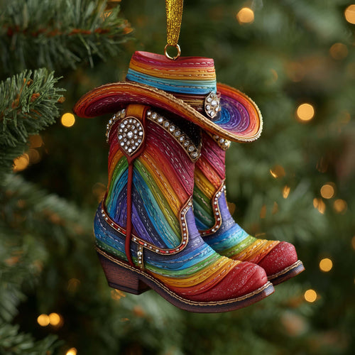 Christmas Mica Cowboy Boots Christmas Mica Ornament GFSPHD83