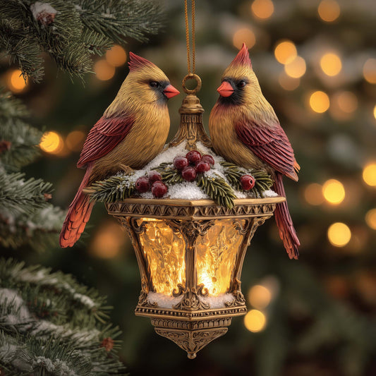 Festive Winter Cardinal Christmas Mica Ornament GFSPHD89
