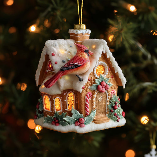 Festive Winter Cardinal Christmas Mica Ornament GFSPHD95