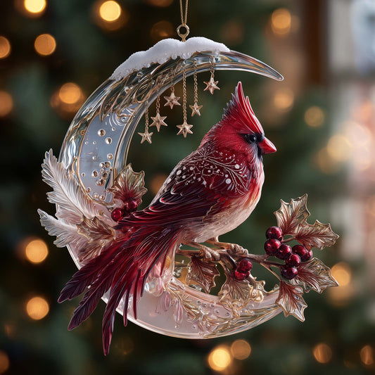 Festive Winter Cardinal Christmas Mica Ornament GFSPHD96