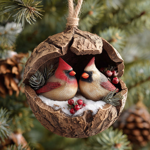 Festive Winter Cardinal Christmas Mica Ornament GFSPHD97