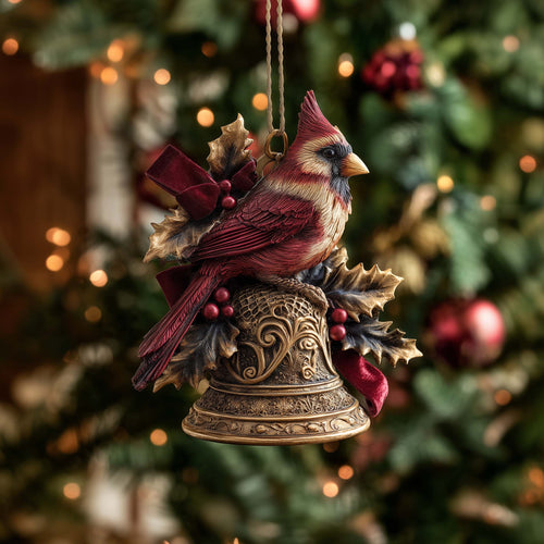 Festive Winter Cardinal Christmas Mica Ornament GFSPHD98