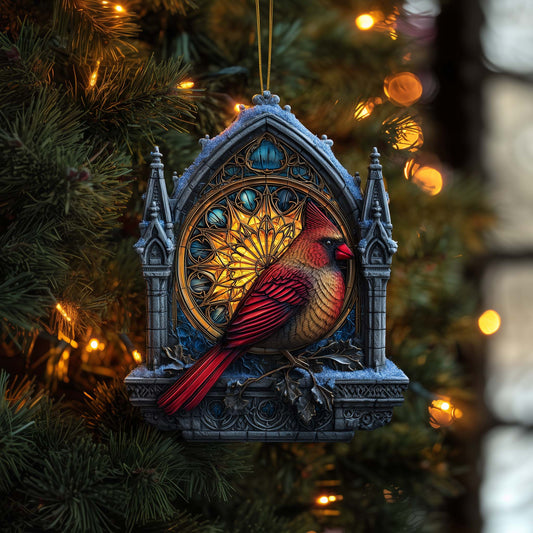 Festive Winter Cardinal Christmas Mica Ornament GFSPHD99