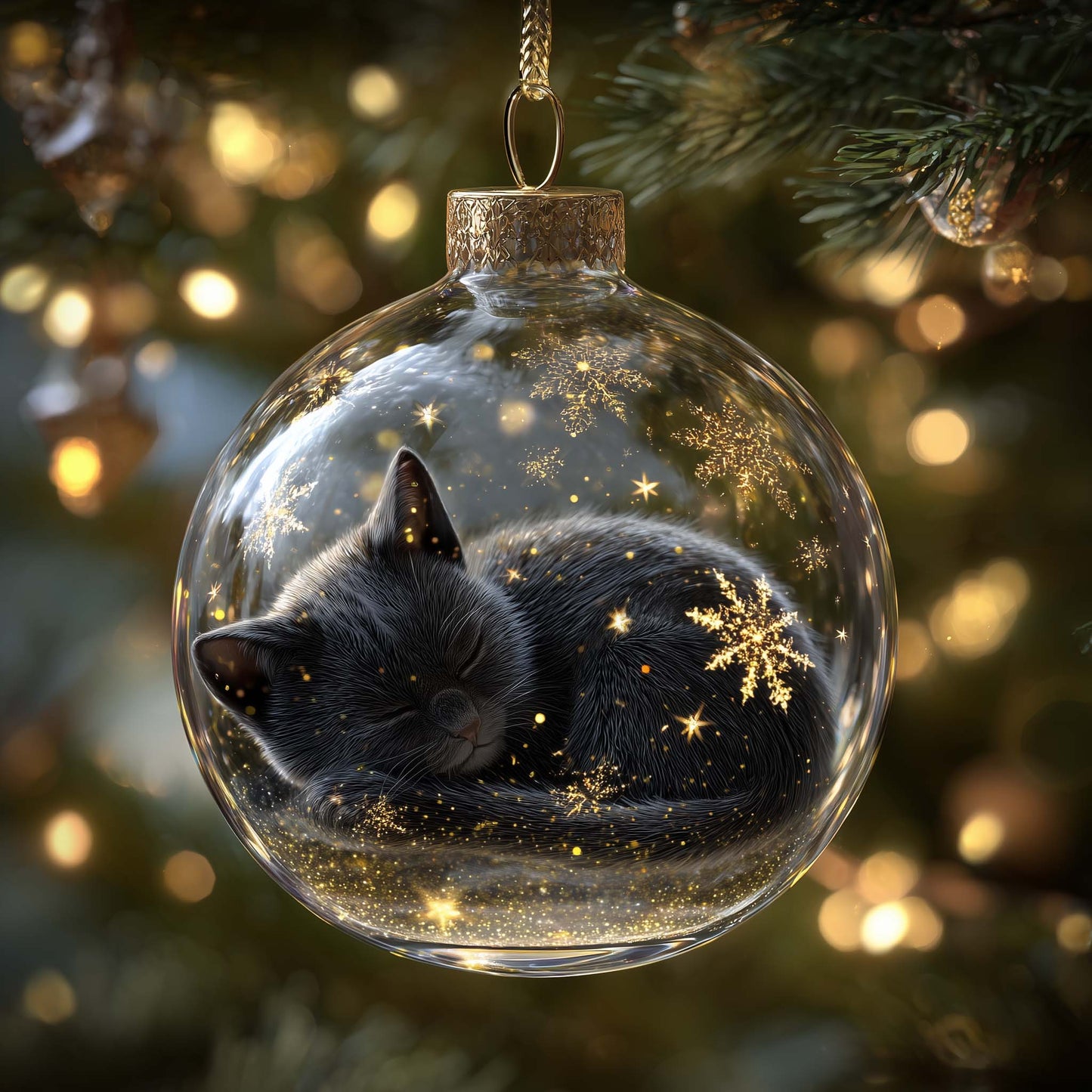 Black Cat Christmas Mica Ornament GFSPMA102