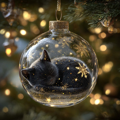 Black Cat Christmas Mica Ornament GFSPMA102