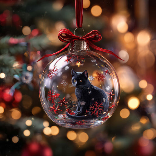 Black Cat Christmas Mica Ornament GFSPMA104