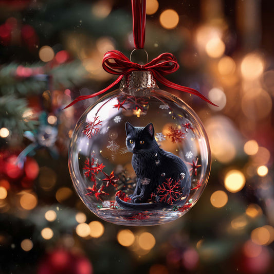 Black Cat Christmas Mica Ornament GFSPMA104