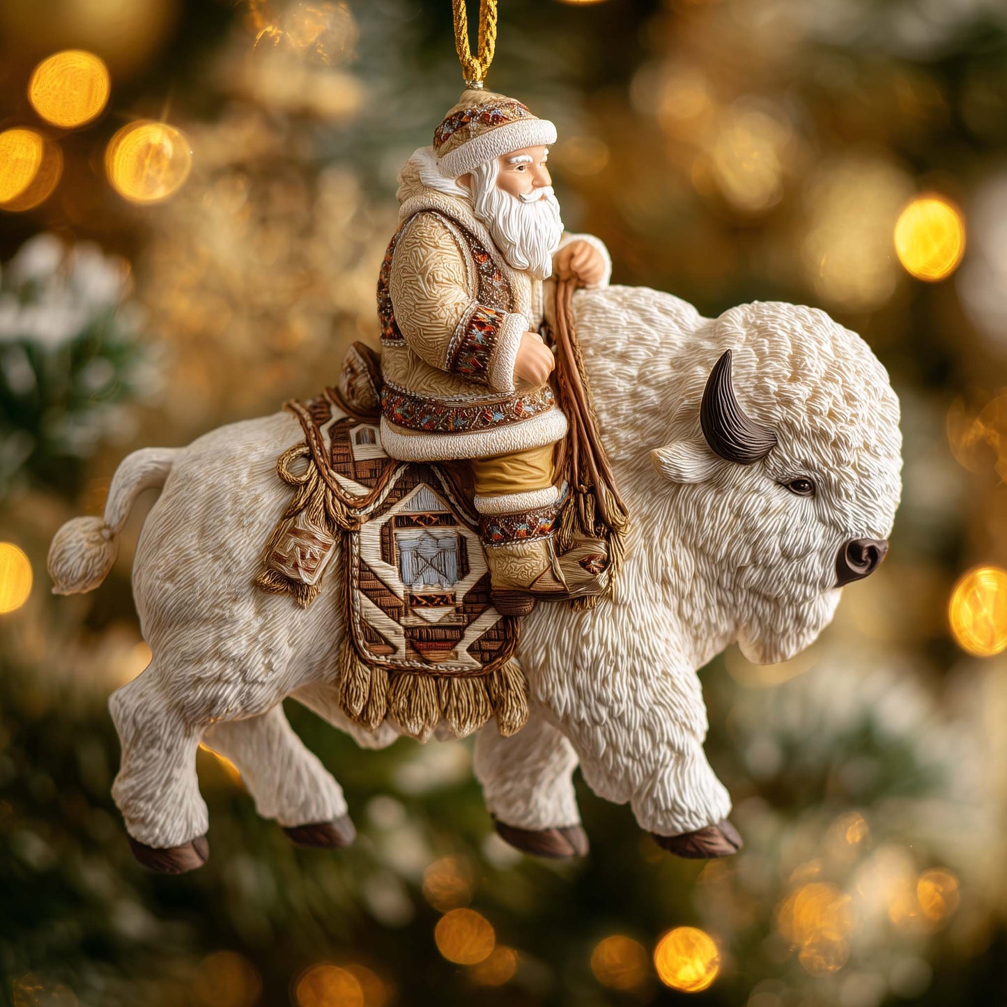 Native Santa Christmas Mica Ornament GFSPMA130