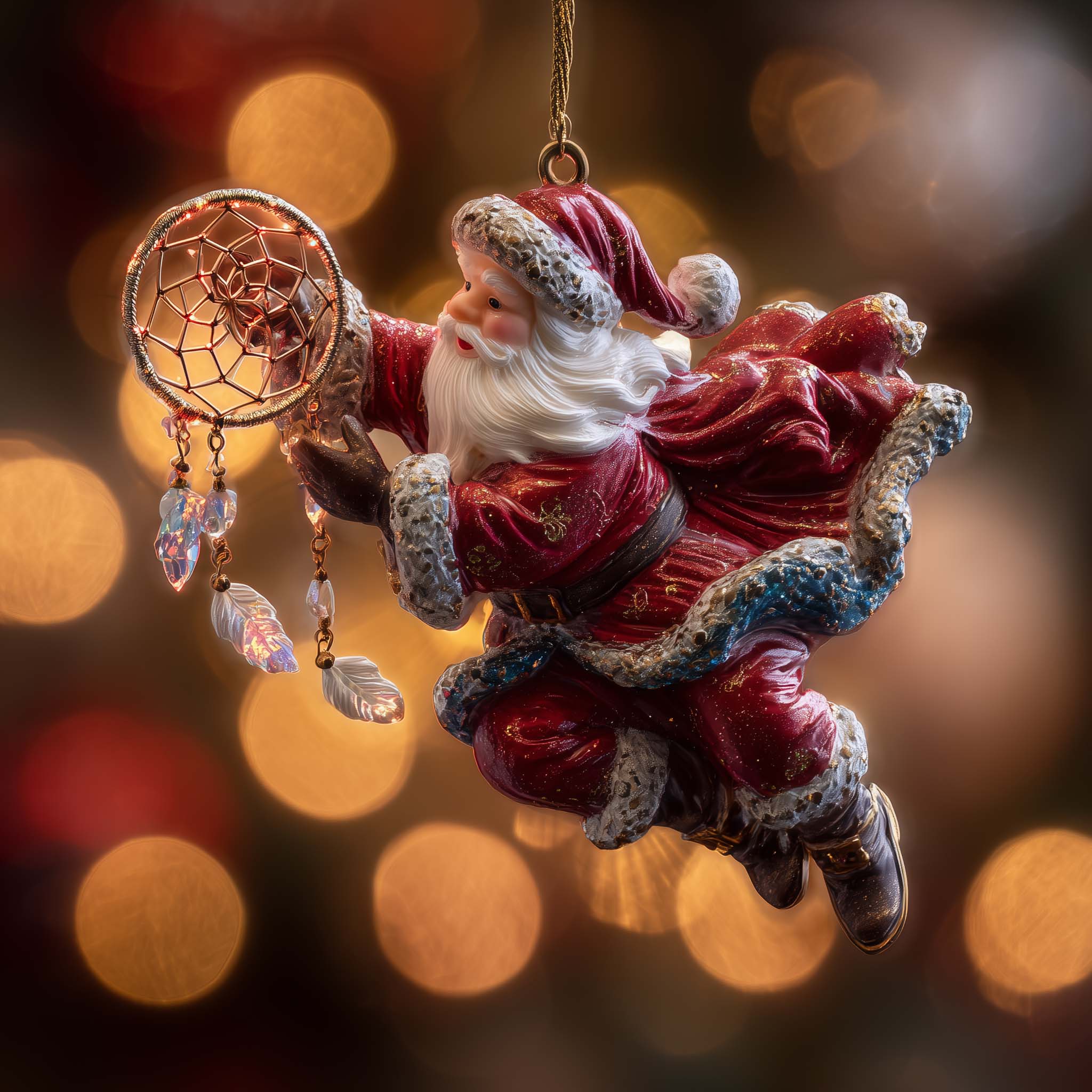 Native Santa Christmas Mica Ornament GFSPMA133 – Patchique Store