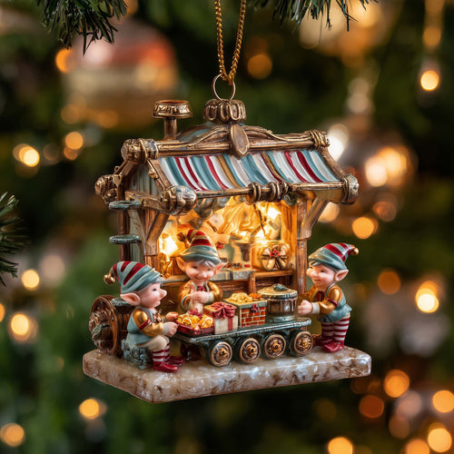 Elf Workshop Christmas Mica Ornament GFSPMA46