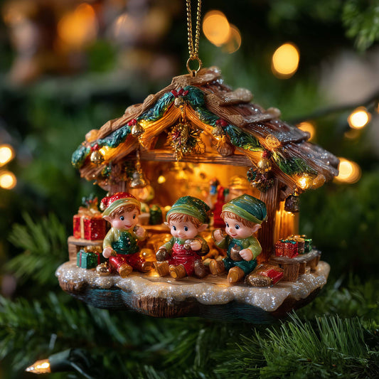 Elf Workshop Christmas Mica Ornament GFSPMA48