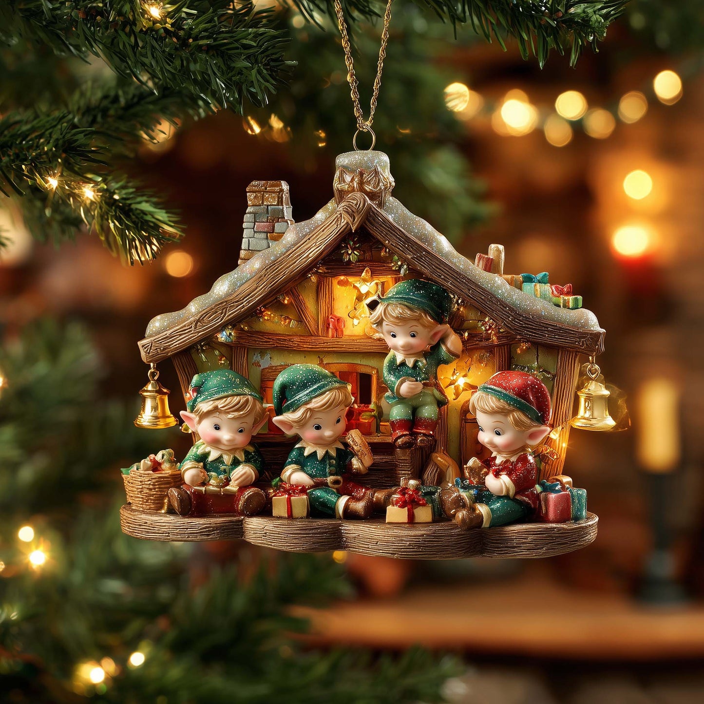 Elf Workshop Christmas Mica Ornament GFSPMA49