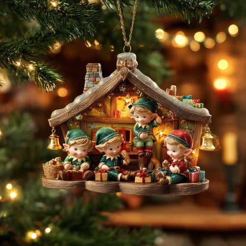 Elf Workshop Christmas Mica Ornament GFSPMA49