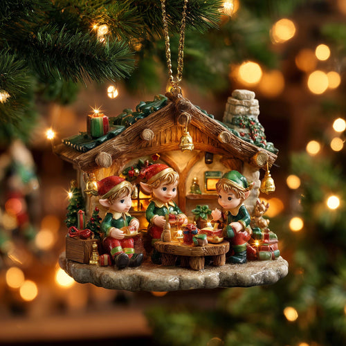Elf Workshop Christmas Mica Ornament GFSPMA50