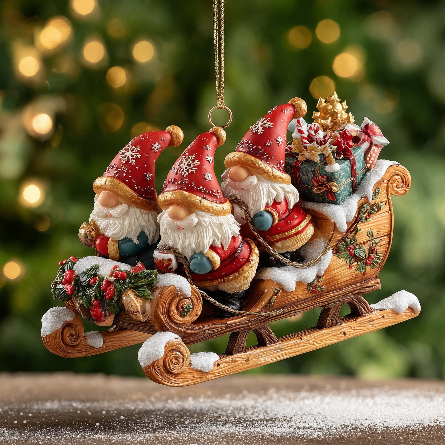 Snowy Gnome Christmas Mica Ornament GFSPMA75