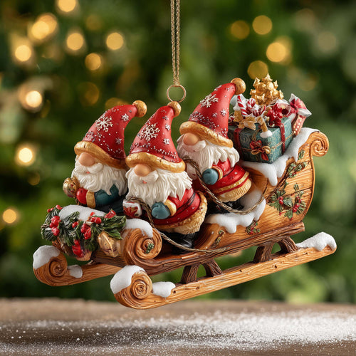 Snowy Gnome Christmas Mica Ornament GFSPMA75