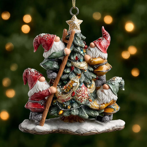 Snowy Gnome Christmas Mica Ornament GFSPMA77