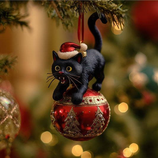 Black Cat Christmas Mica Ornament GFSPMA98