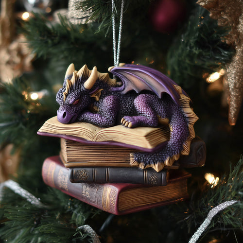 Bookish Dragon Christmas Mica Ornament GFSPNT123