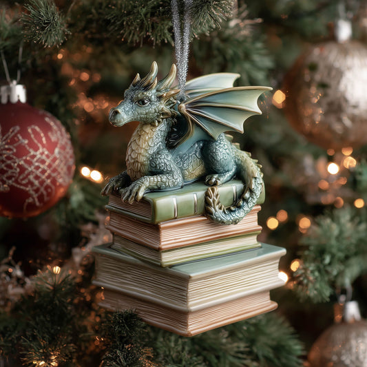 Bookish Dragon Christmas Mica Ornament GFSPNT125
