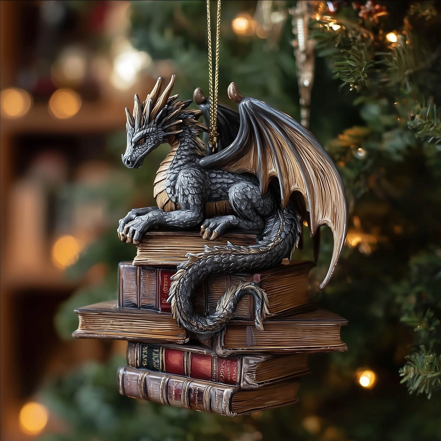 Bookish Dragon Christmas Mica Ornament GFSPNT126
