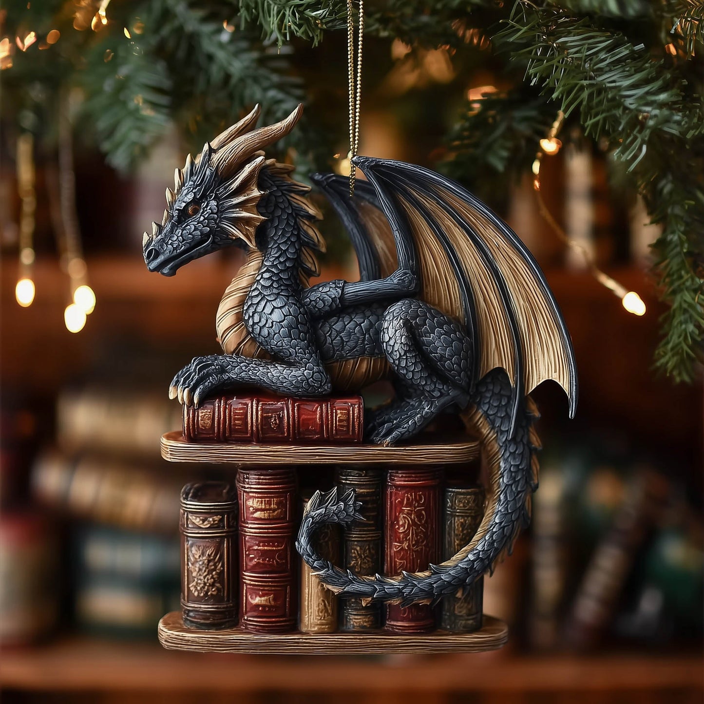 Bookish Dragon Christmas Mica Ornament GFSPNT127
