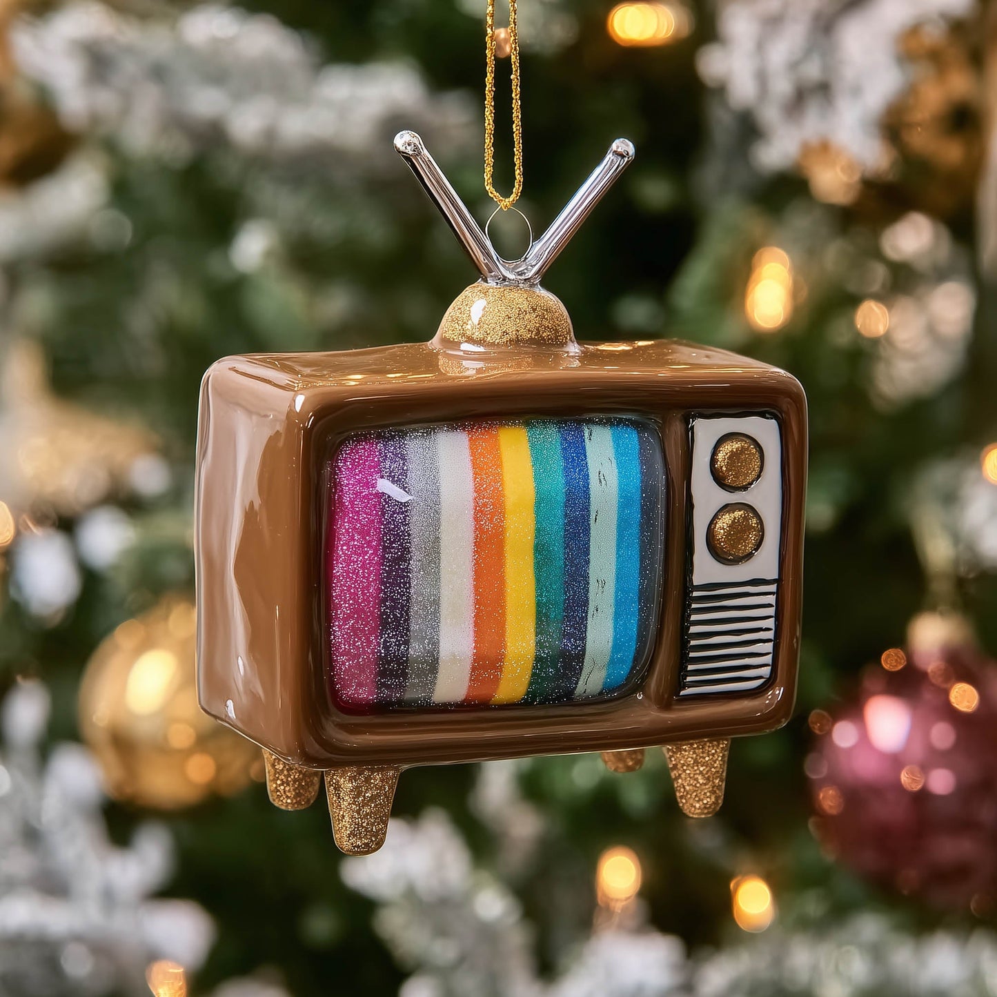 Tube Television Christmas Mica Ornament GFSPNT130