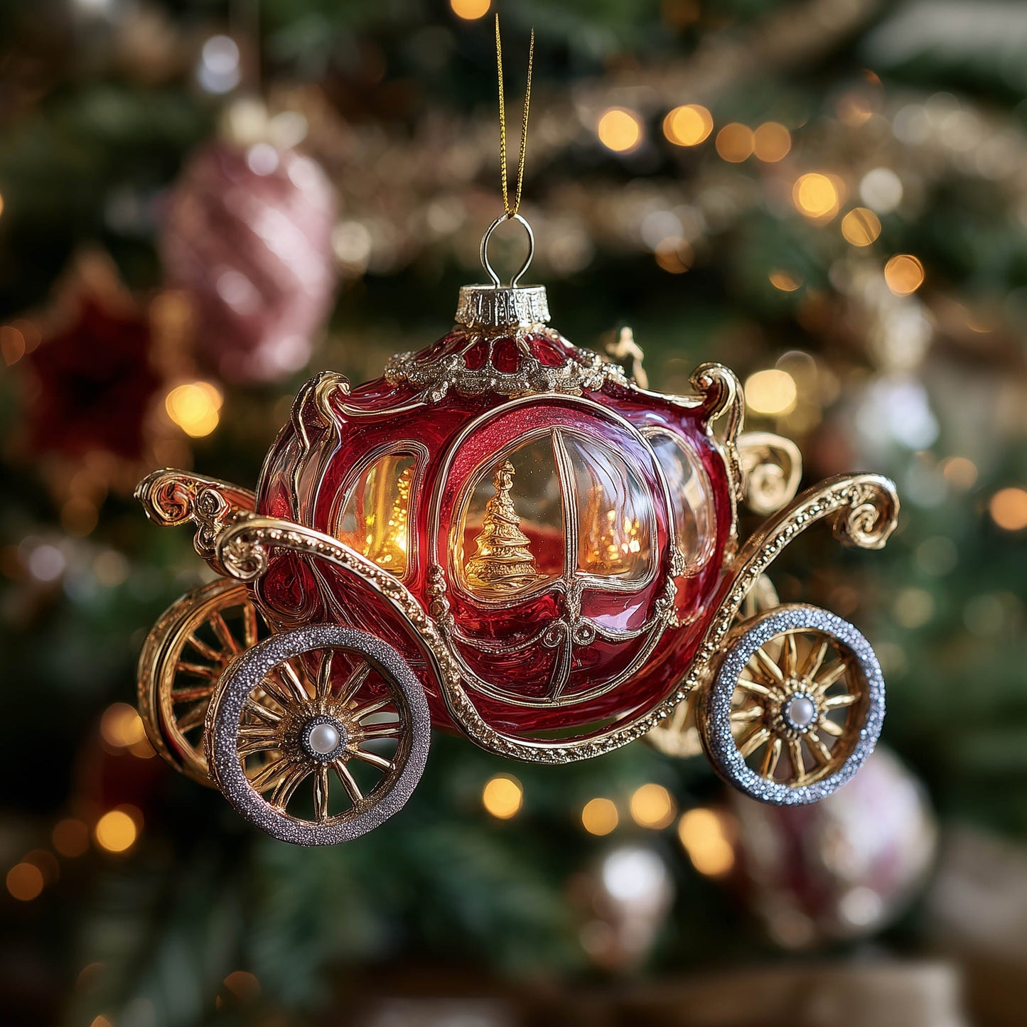Snowbound Carriage Christmas Mica Ornament GFSPNT146