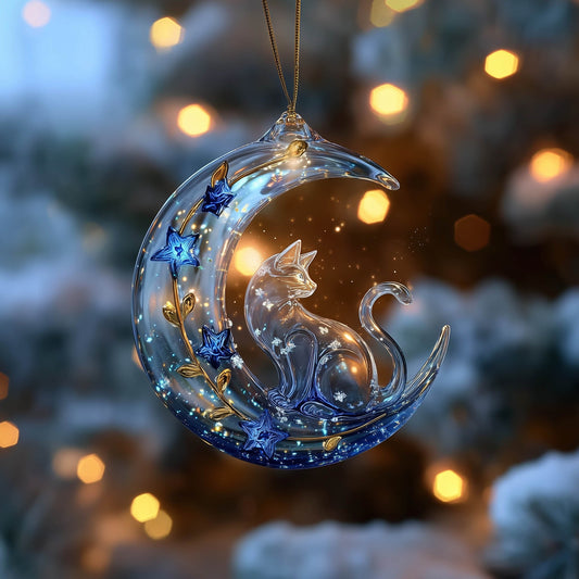 Elegant Cat Christmas Mica Ornament GFSPNT159