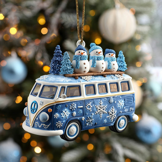 Festive Hippie Van Christmas Mica Ornament GFSPNT54