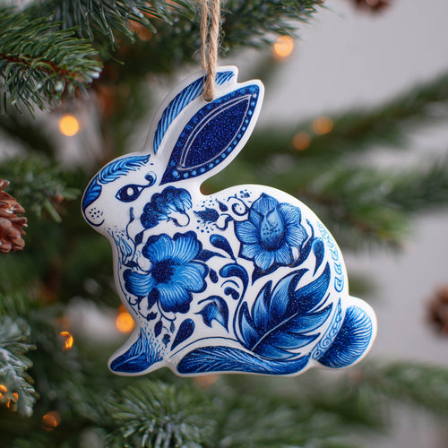 Adorable Rabbit Christmas Mica Ornament GFSPNT62