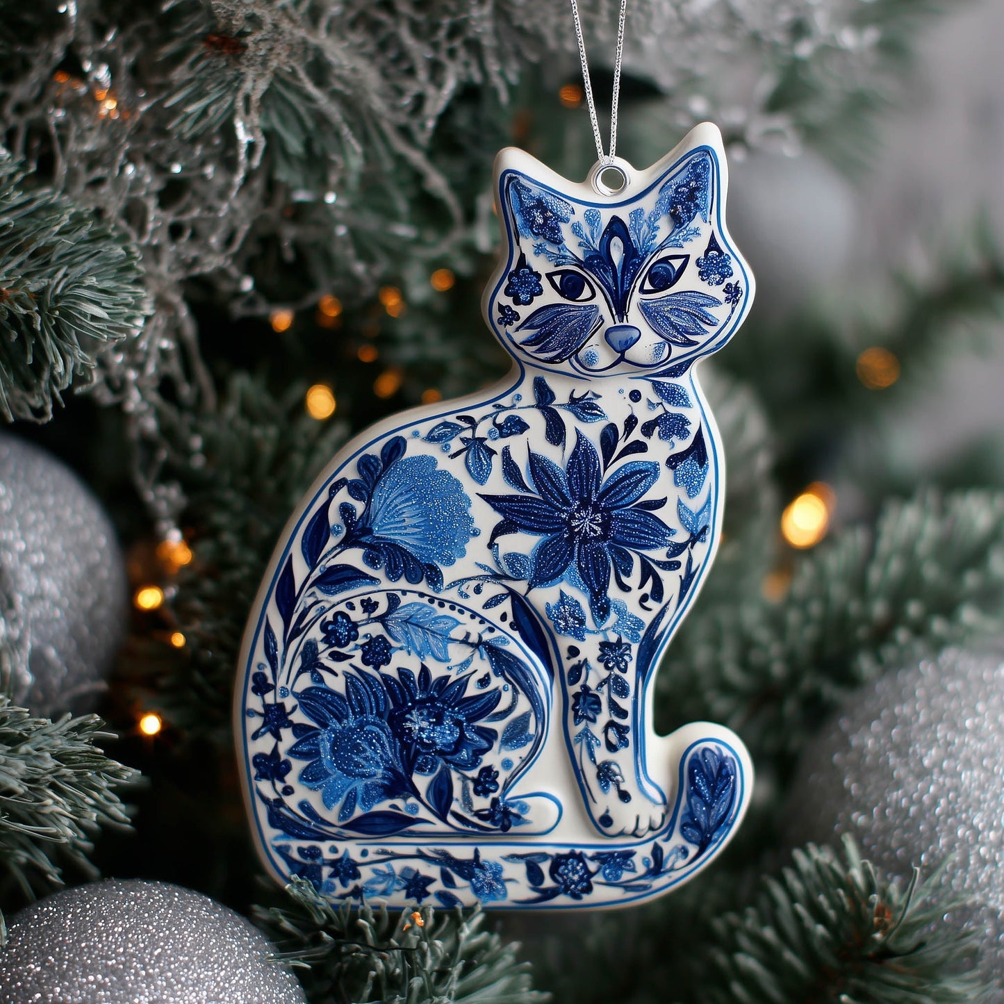 Adorable Cat Christmas Mica Ornament GFSPNT63