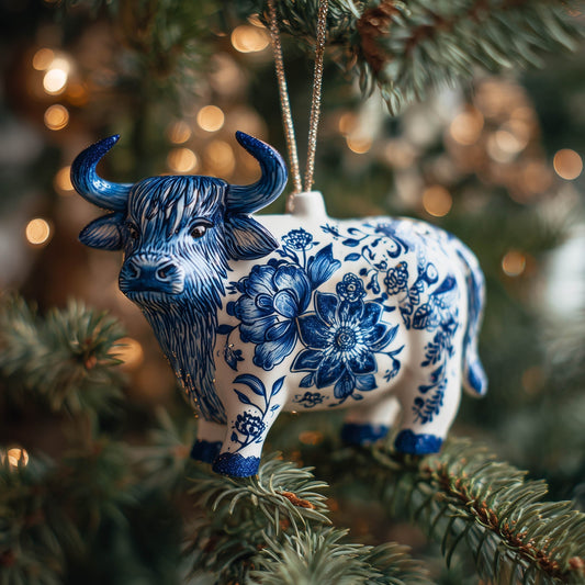 Adorable Highland Cow Christmas Mica Ornament GFSPNT65