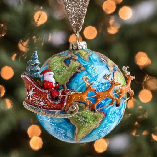 Santa Sleigh Christmas Mica Ornament GFSPNT67