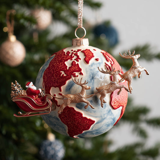 Santa Sleigh Christmas Mica Ornament GFSPNT68