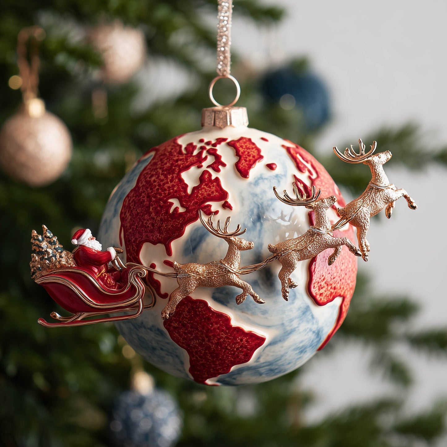 Santa Sleigh Christmas Mica Ornament GFSPNT68