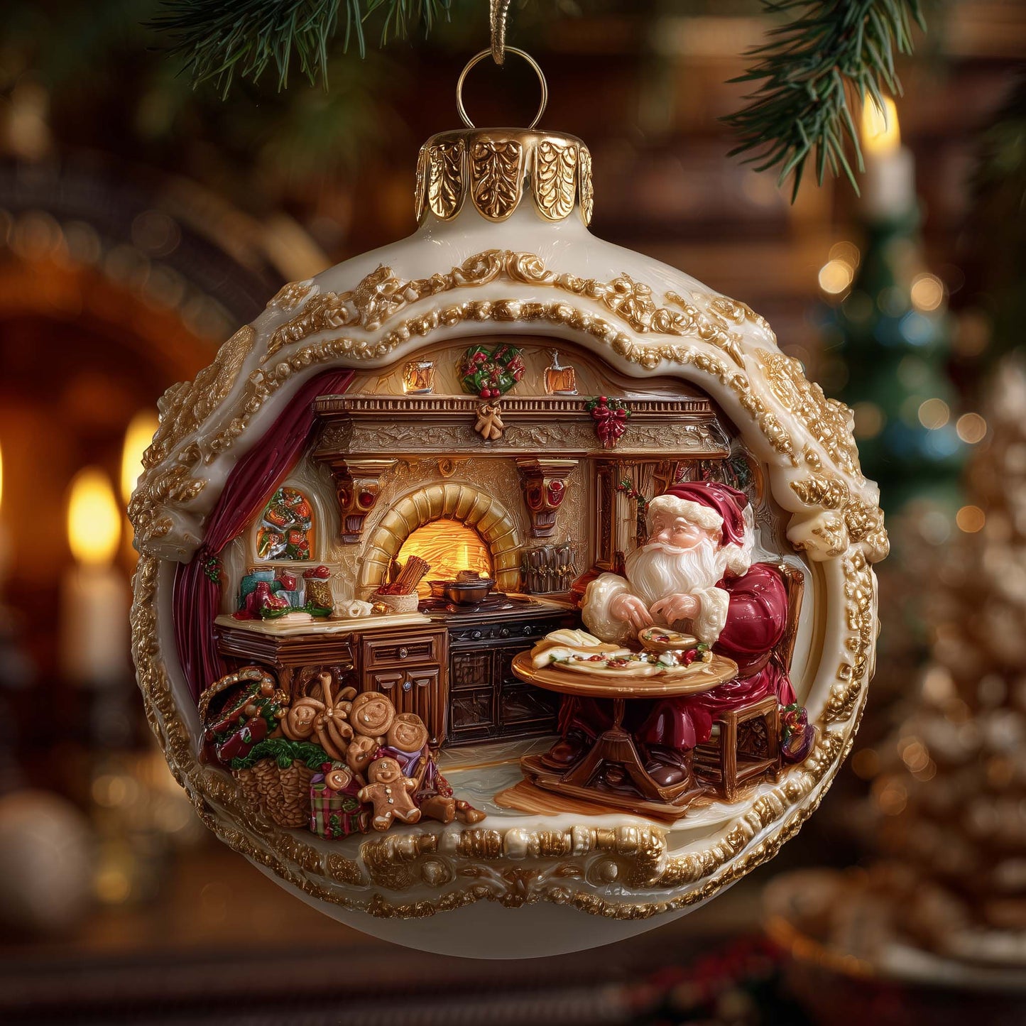 Santa Hearth Kitchen Christmas Mica Ornament GFSPQA02