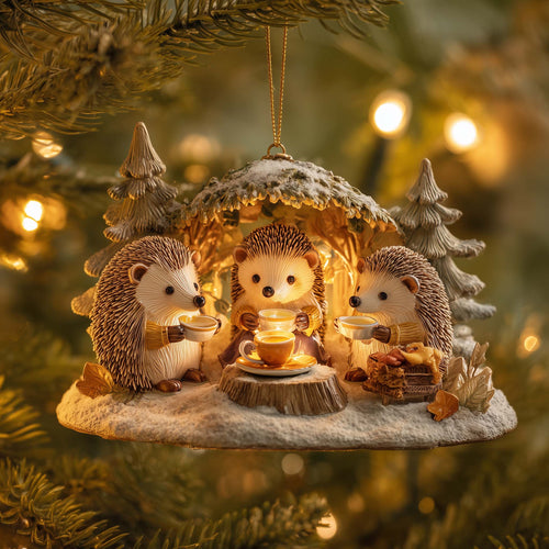 Hedgehog Hearth Glow Christmas Mica Ornament GFSPQA04