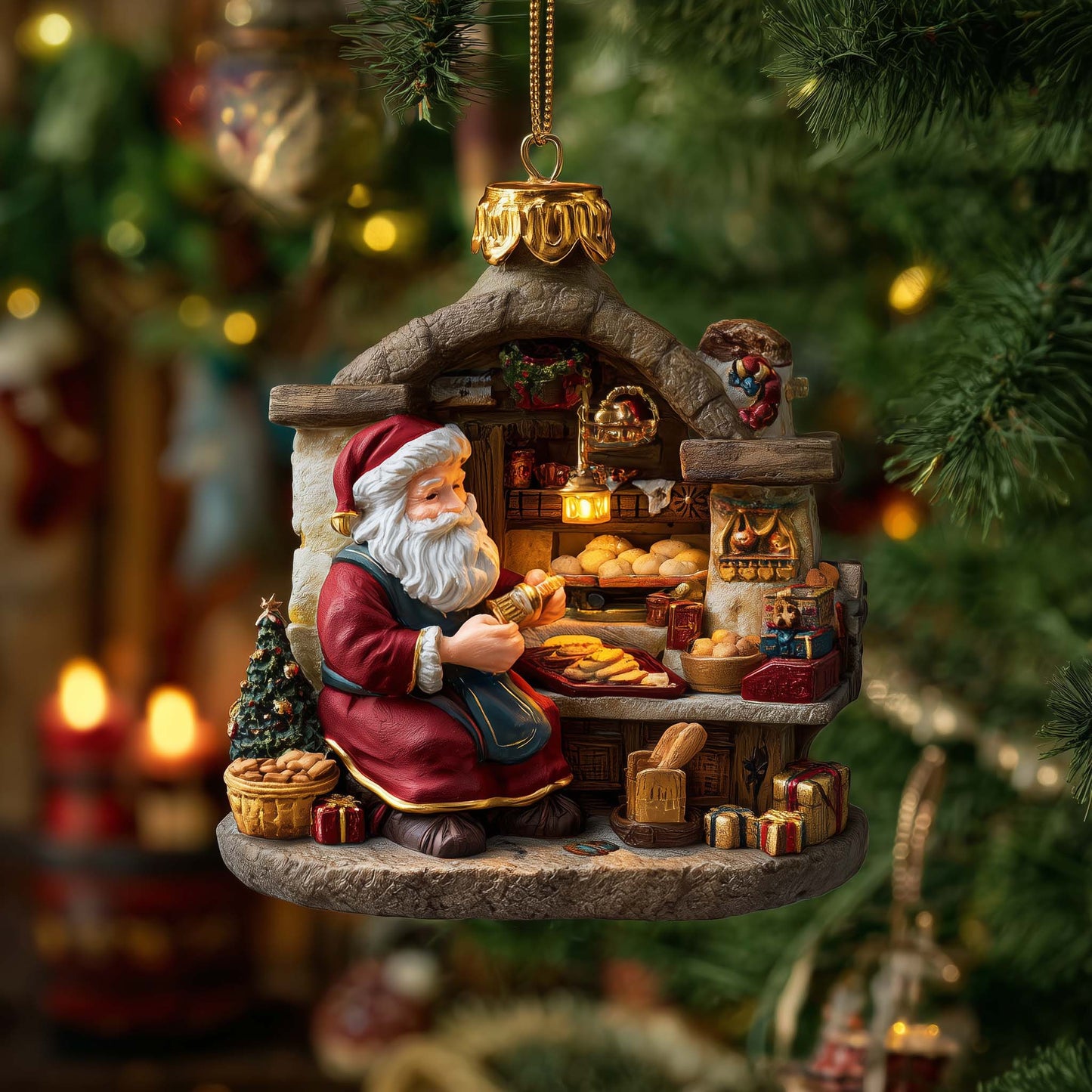 Santa Bakery Delight Christmas Mica Ornament GFSPQA07