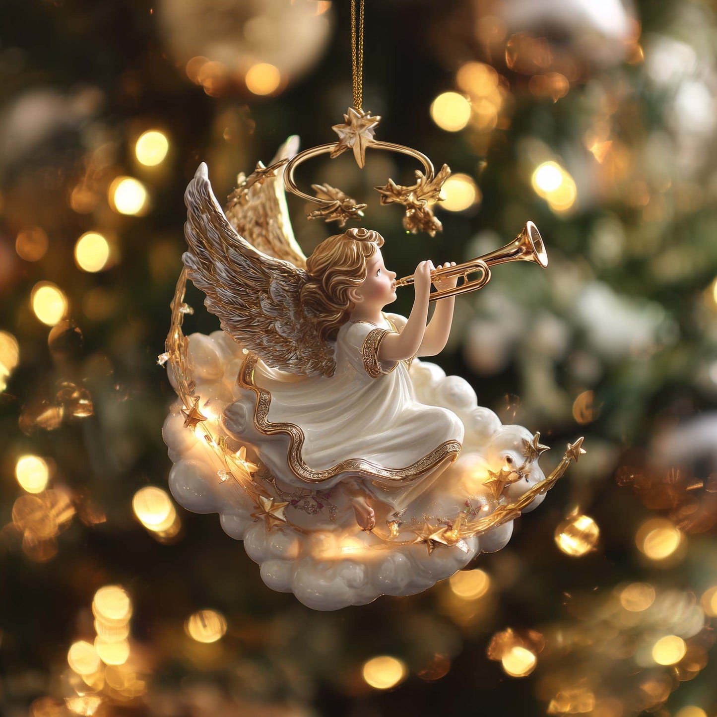 Celestial Angel Serenade Christmas Mica Ornament GFSPQA09